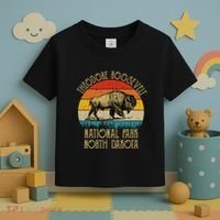 Theodore Roosevelt National Park North Dakota Buffalo Retro Toddler T-Shirt thumb 3