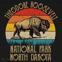 Theodore Roosevelt National Park North Dakota Buffalo Retro Kids Sweatshirt thumb 2