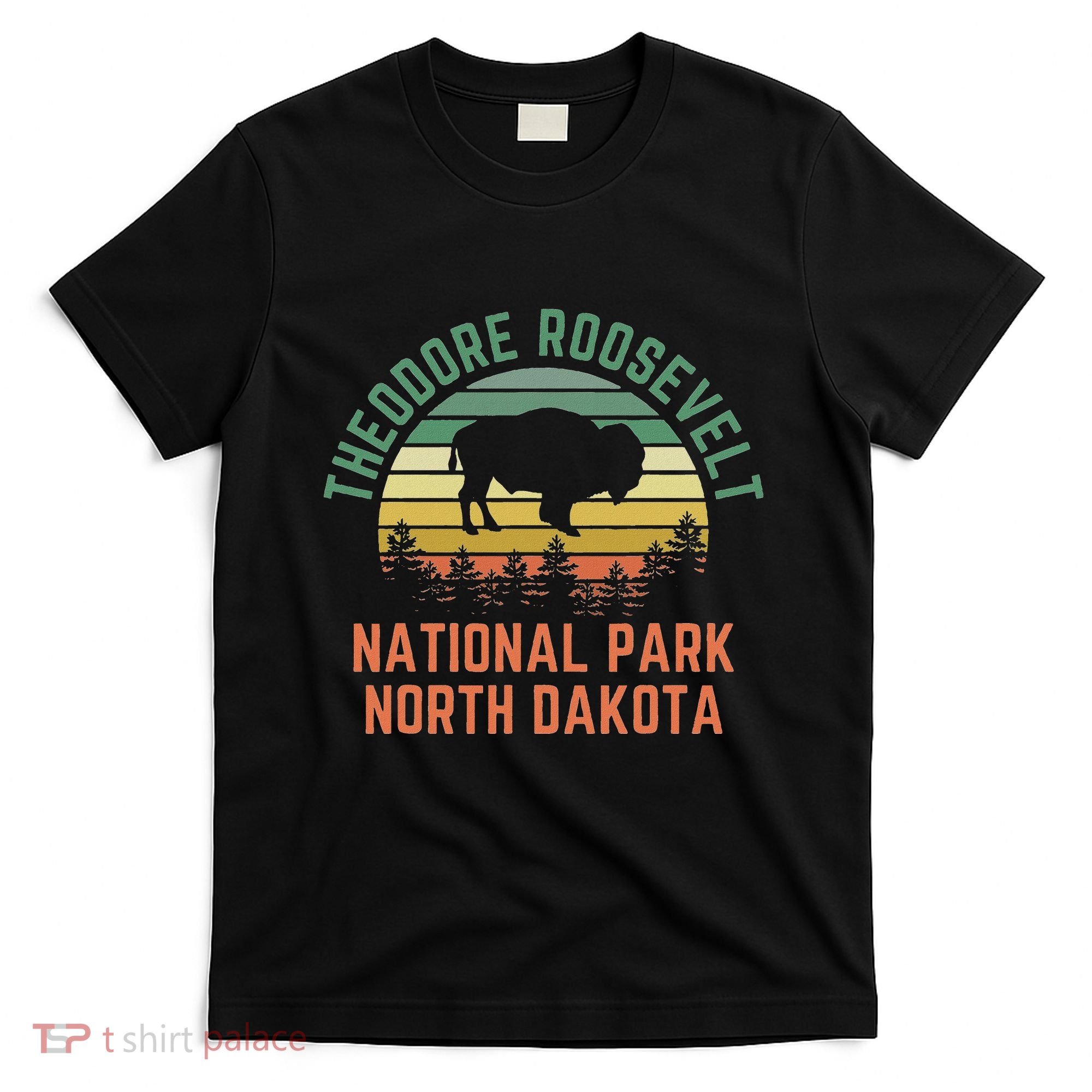 Theodore Roosevelt National Park North Dakota Buffalo Retro T-Shirt