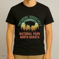 Theodore Roosevelt National Park North Dakota Buffalo Retro T-Shirt thumb 3