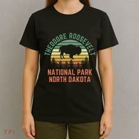 Theodore Roosevelt National Park North Dakota Buffalo Retro T-Shirt thumb 4