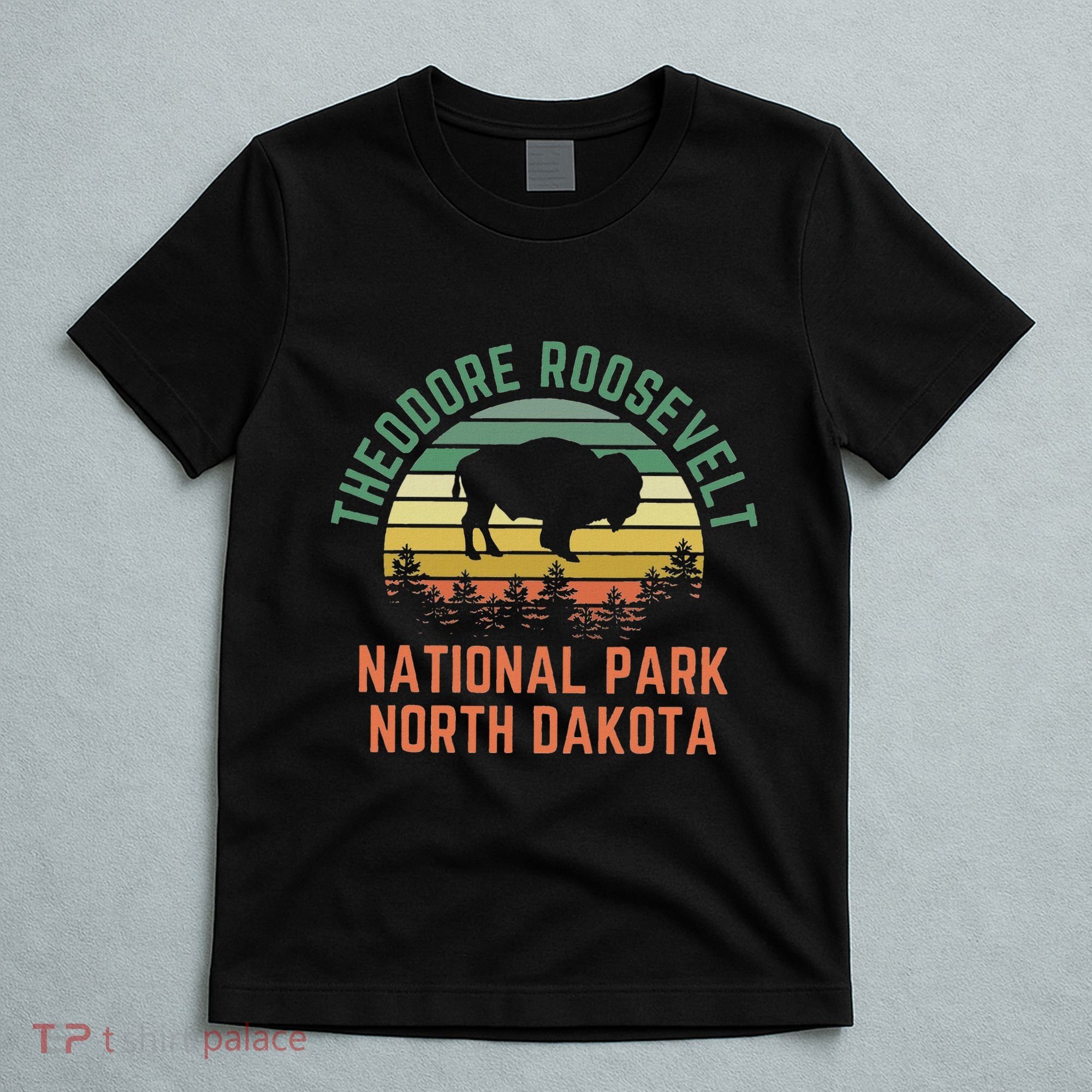 Theodore Roosevelt National Park North Dakota Buffalo Retro T-Shirt