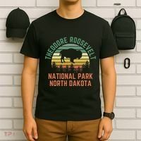 Theodore Roosevelt National Park North Dakota Buffalo Retro T-Shirt thumb 6