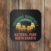 Theodore Roosevelt National Park North Dakota Buffalo Retro Coaster thumb 0