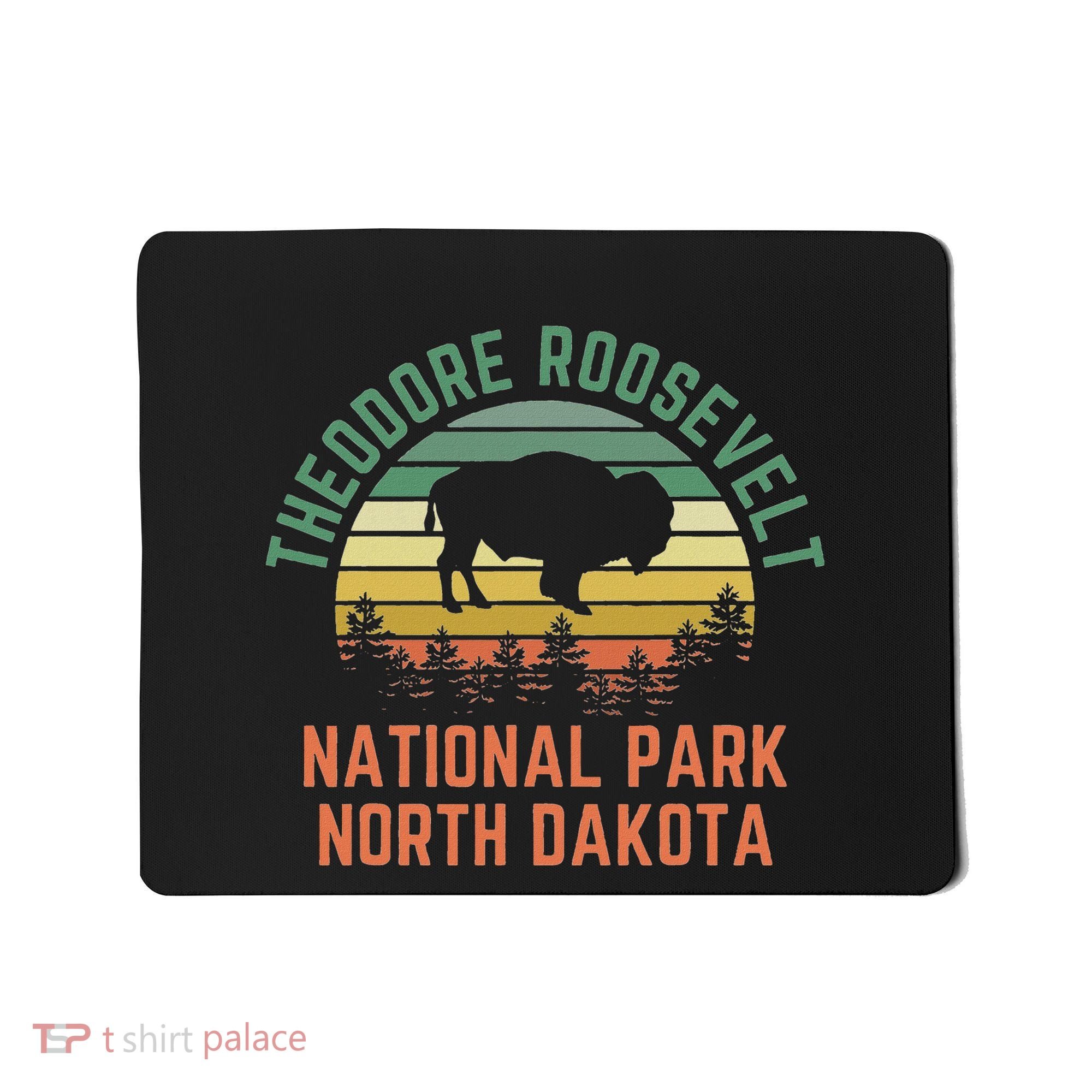 Theodore Roosevelt National Park North Dakota Buffalo Retro Mousepad