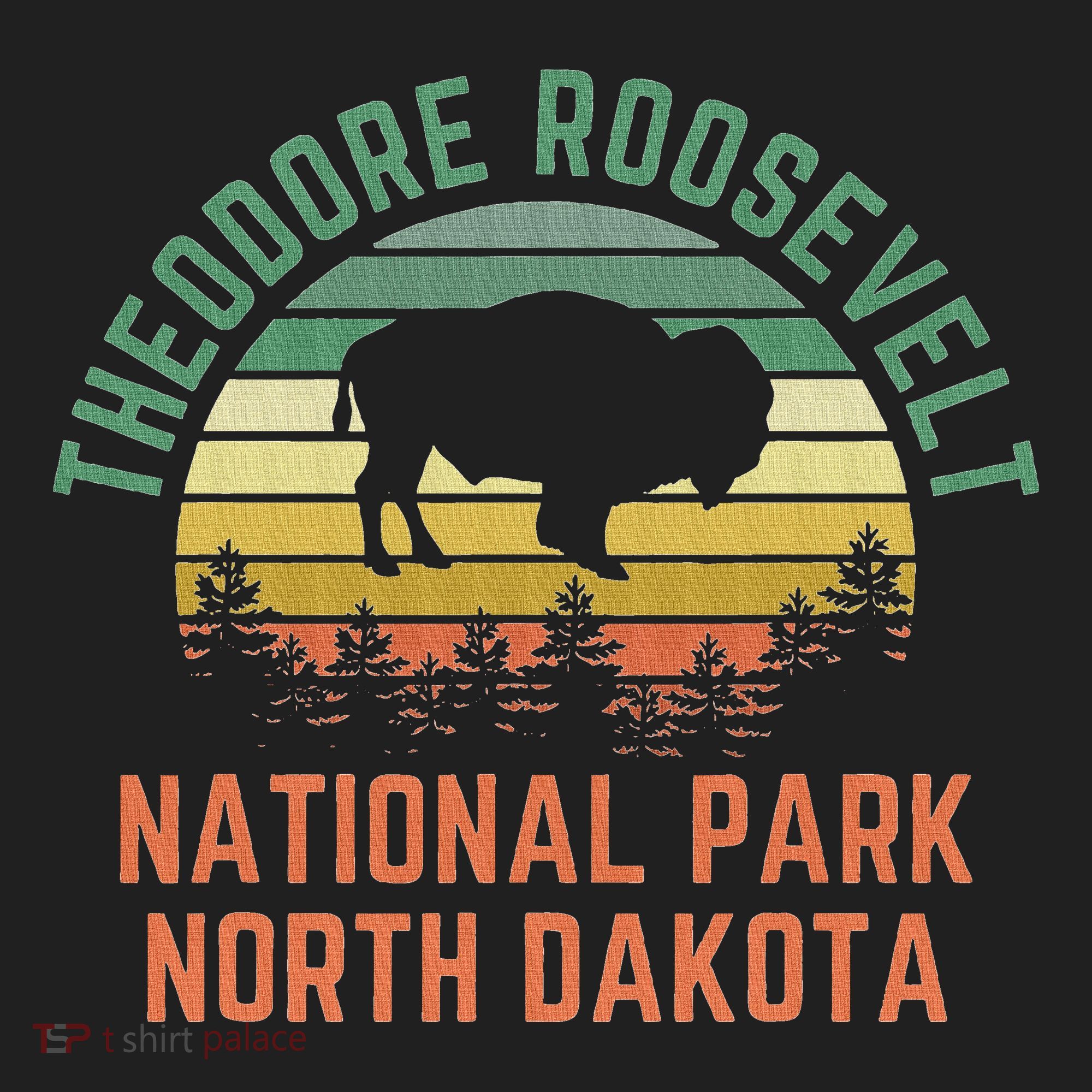 Theodore Roosevelt National Park North Dakota Buffalo Retro Golf Towel