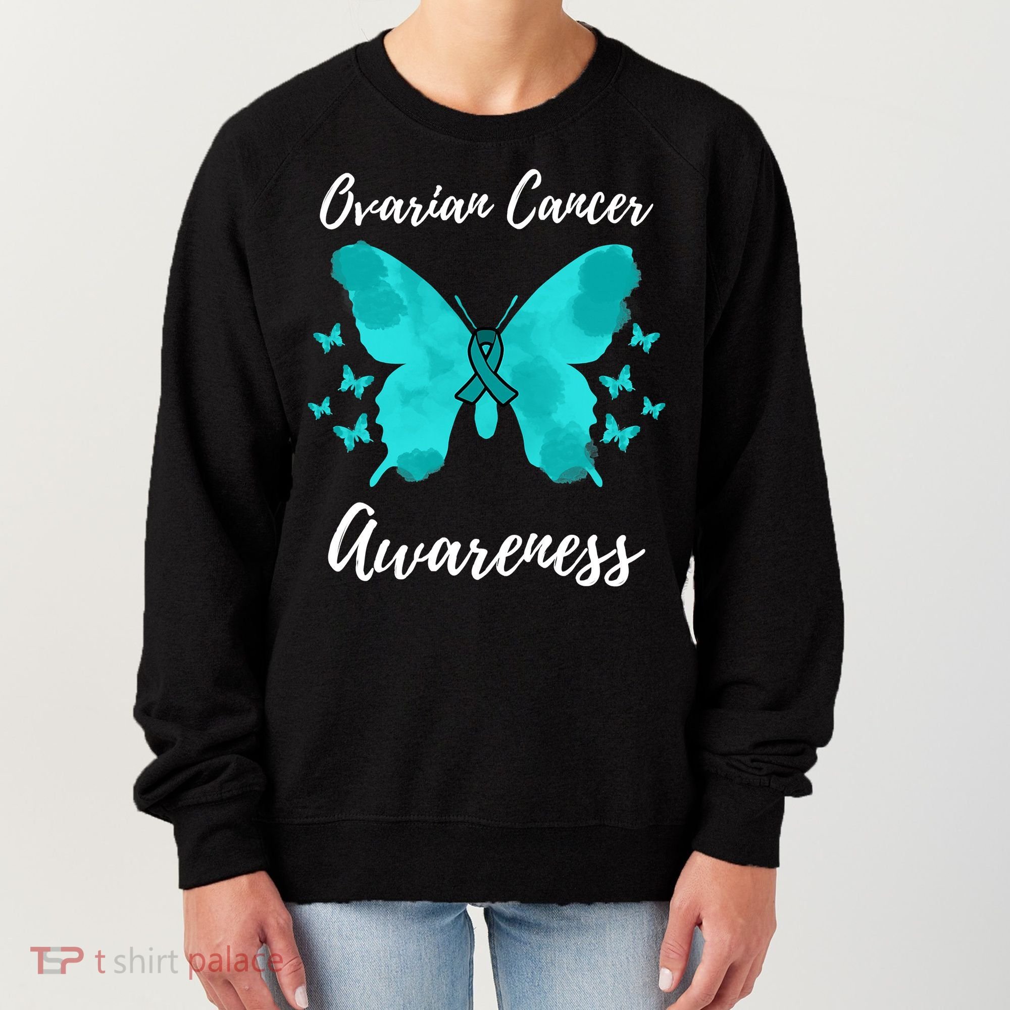 Teal Ribbon Ovarian Cancer Awareness Women's Sweatshirt