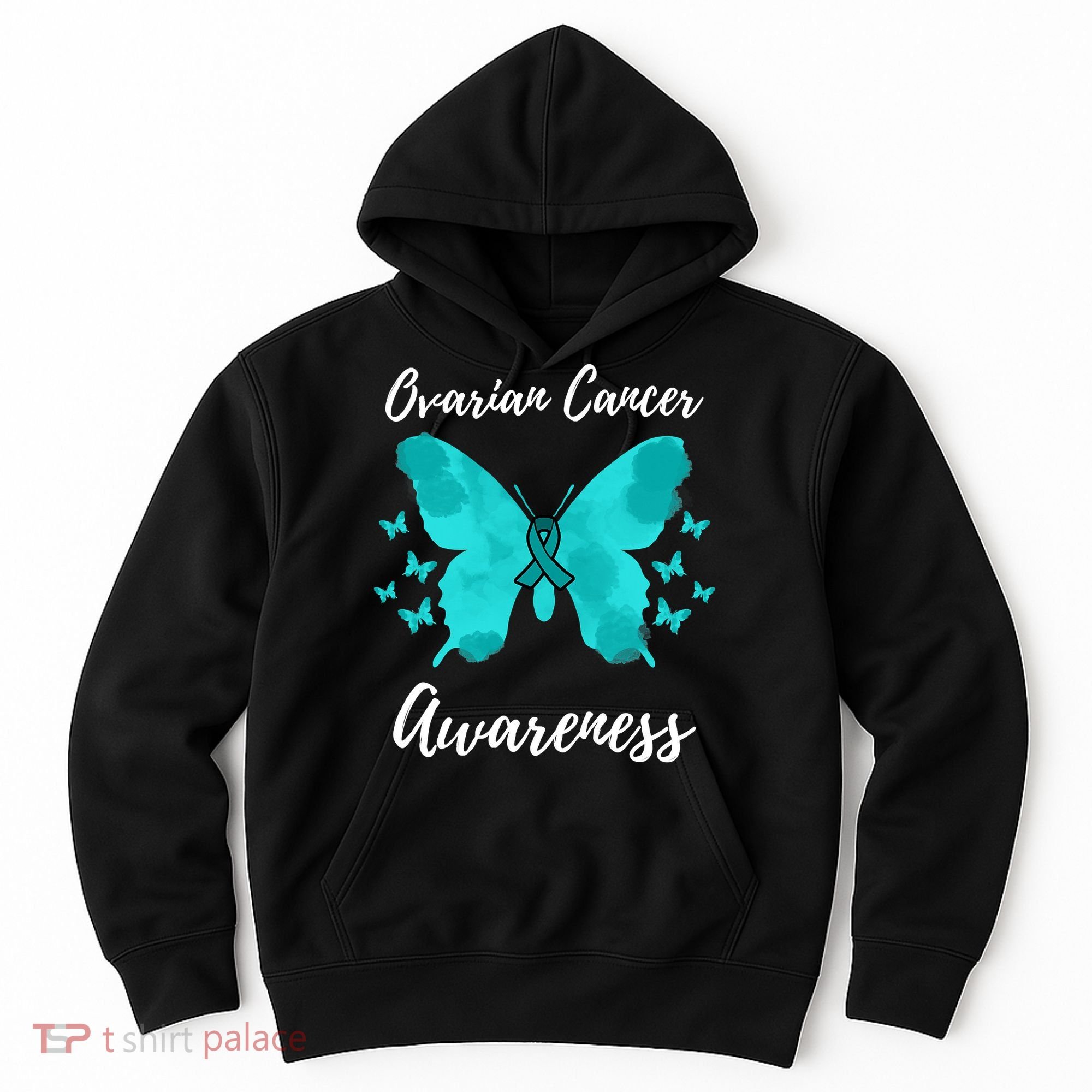Teal Ribbon Ovarian Cancer Awareness Hoodie