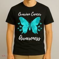 Teal Ribbon Ovarian Cancer Awareness T-Shirt thumb 3