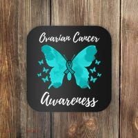 Teal Ribbon Ovarian Cancer Awareness Coaster thumb 0