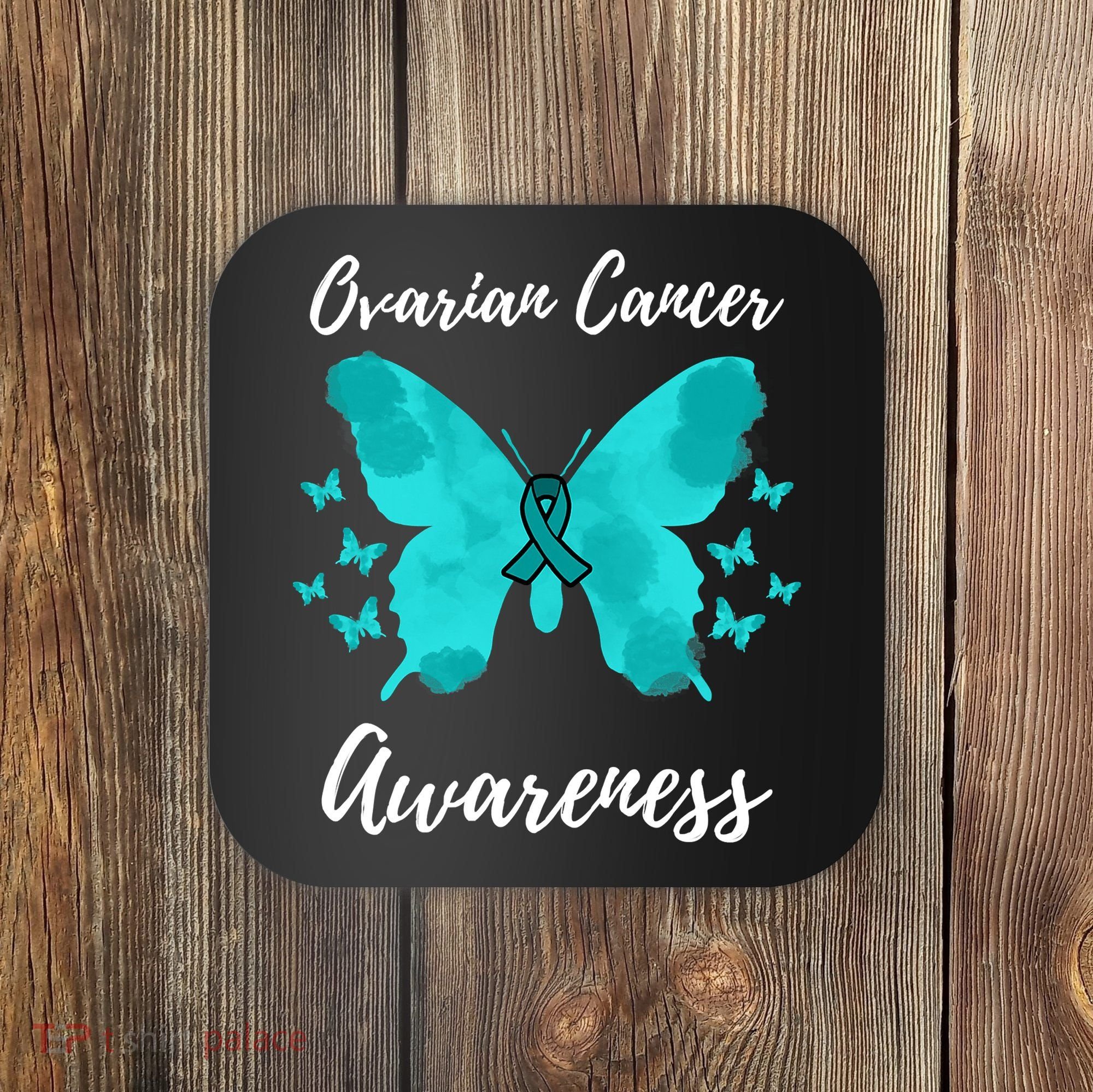 Teal Ribbon Ovarian Cancer Awareness Coaster