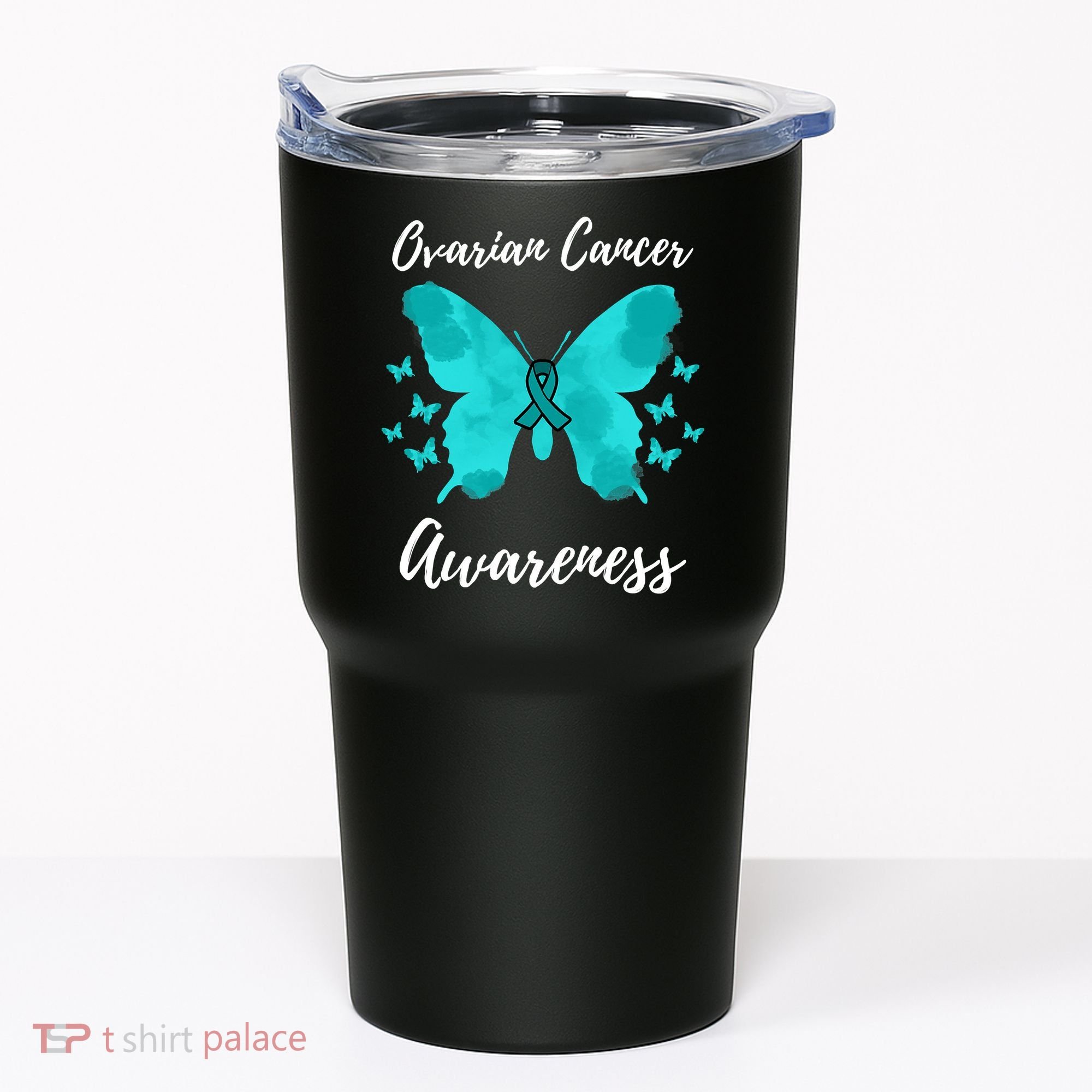 Teal Ribbon Ovarian Cancer Awareness Tumbler