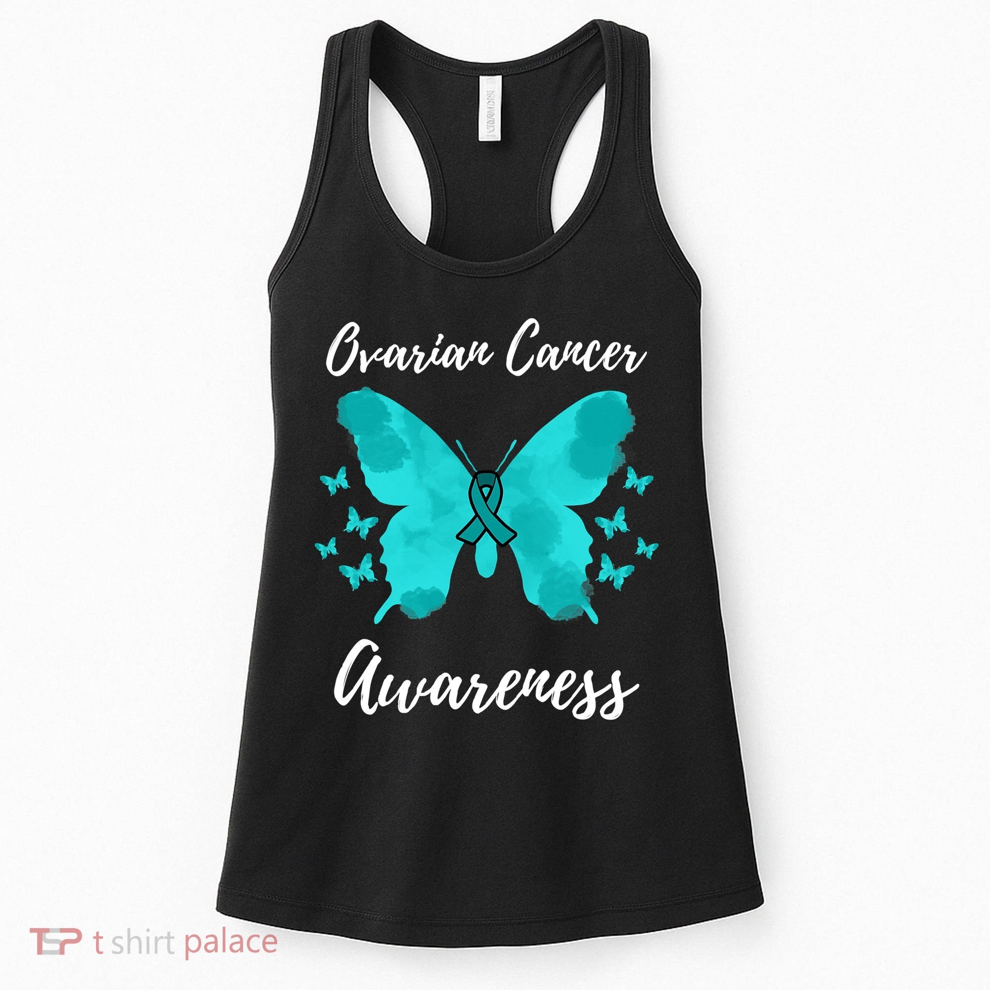 Teal Ribbon Ovarian Cancer Awareness Women's Tank Top