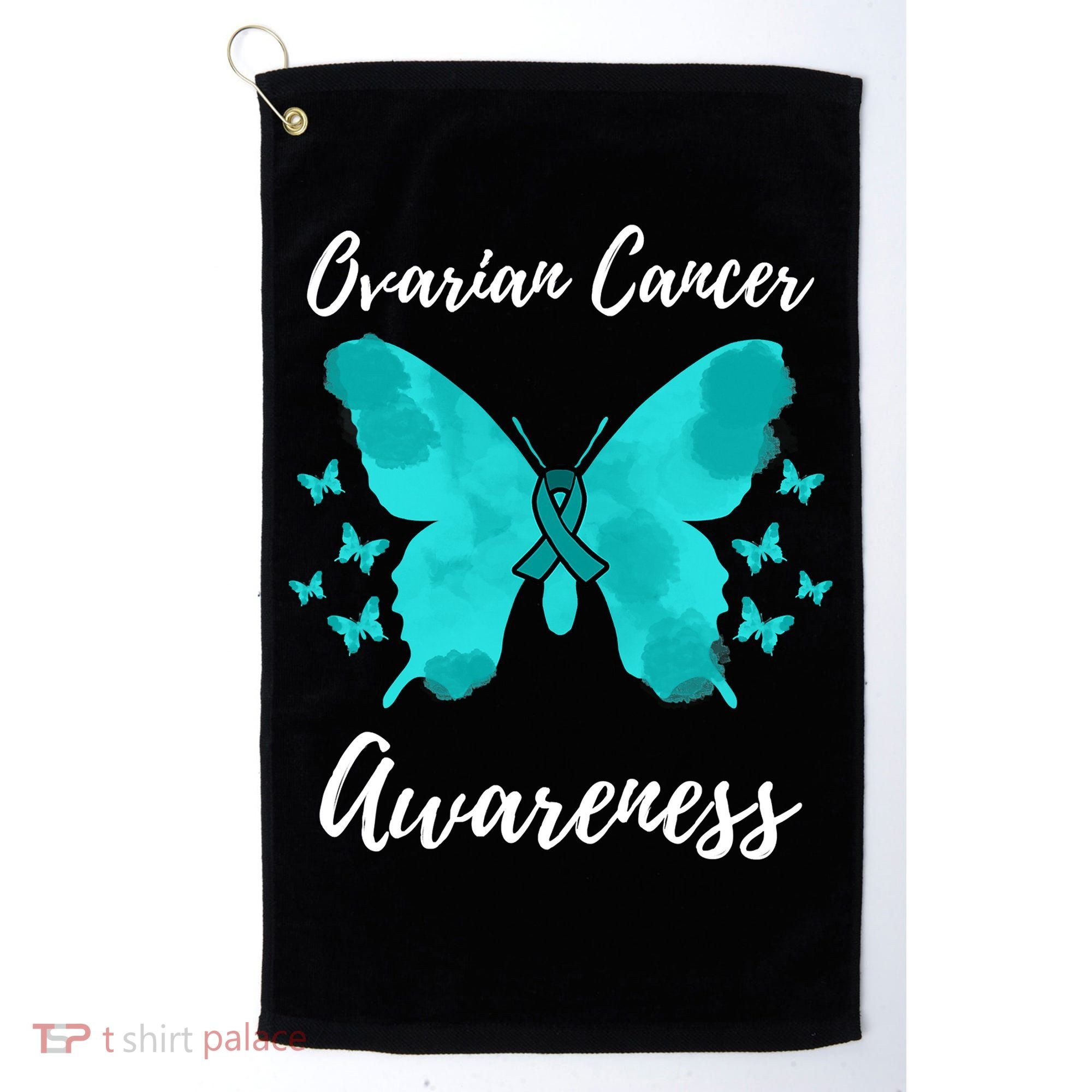 Teal Ribbon Ovarian Cancer Awareness Golf Towel