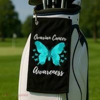 Teal Ribbon Ovarian Cancer Awareness Golf Towel thumb 2