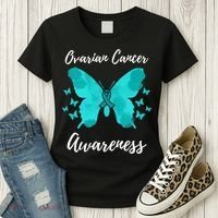 Teal Ribbon Ovarian Cancer Awareness Women's T-Shirt thumb 3