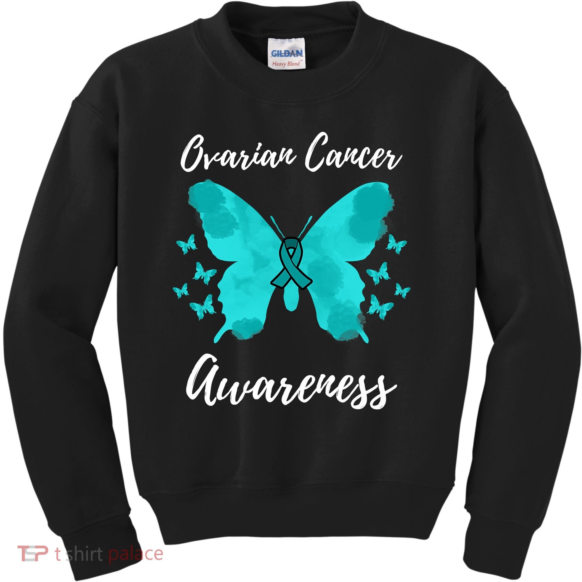 Teal Ribbon Ovarian Cancer Awareness Kids Sweatshirt