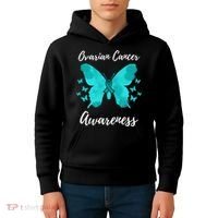 Teal Ribbon Ovarian Cancer Awareness Kids Hoodie thumb 4