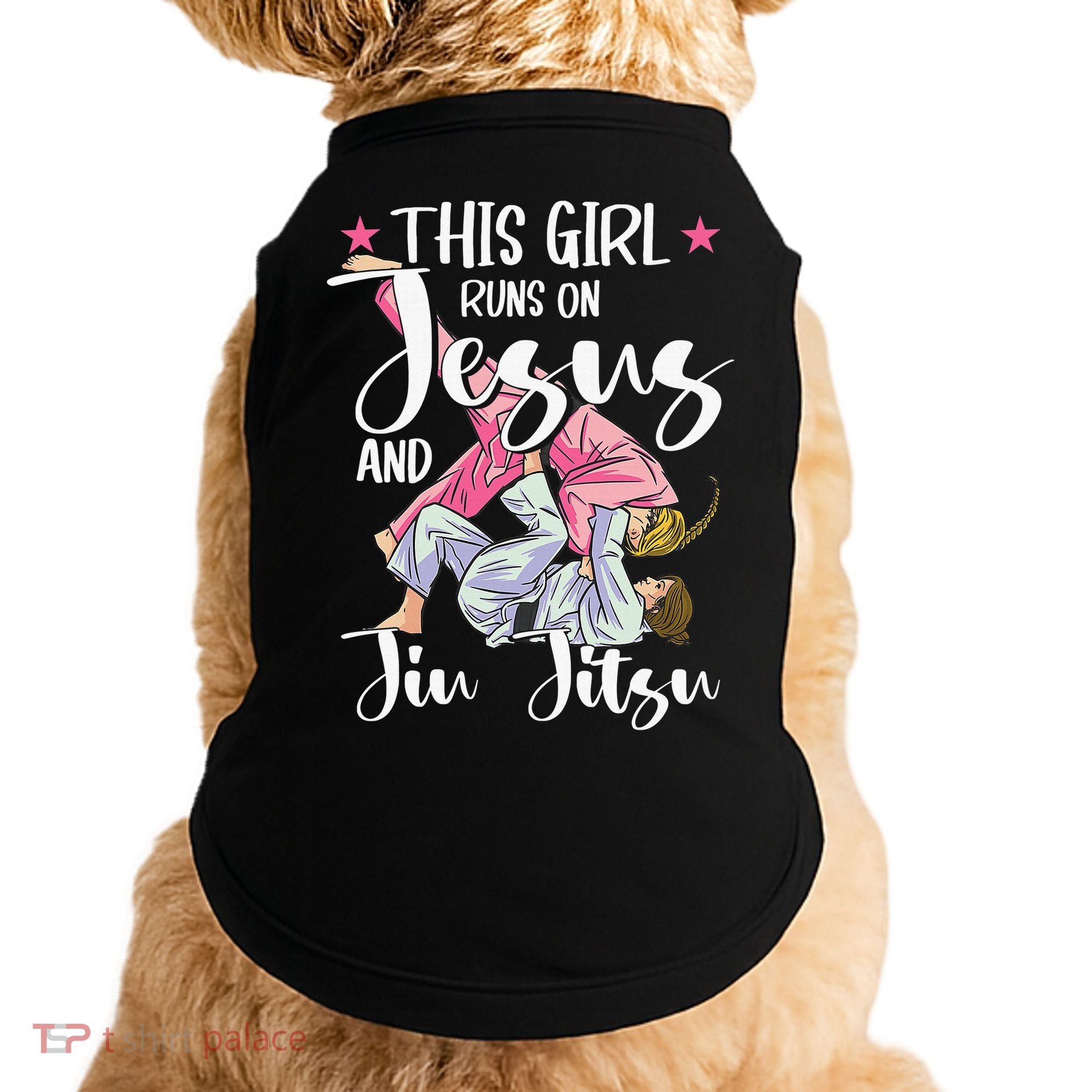 This  Runs On Jesus And Jiu Jitsu Gift Doggie Tank