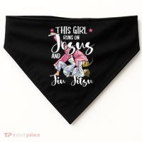 This  Runs On Jesus And Jiu Jitsu Gift USA-Made Doggie Bandana thumb 0