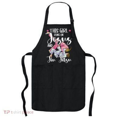 This  Runs On Jesus And Jiu Jitsu Gift Apron