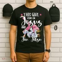 This  Runs On Jesus And Jiu Jitsu Gift T-Shirt thumb 6