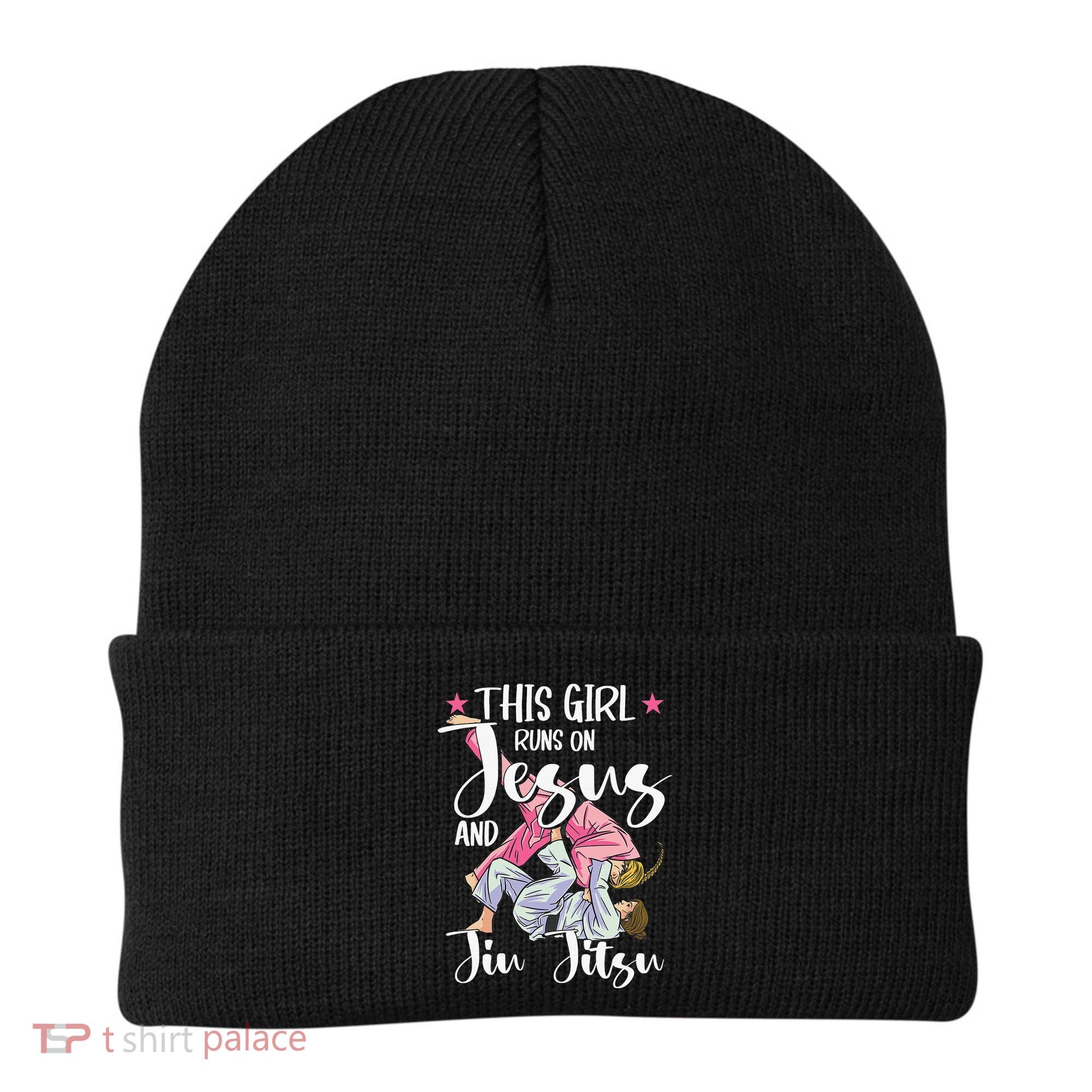 This  Runs On Jesus And Jiu Jitsu Gift Beanie