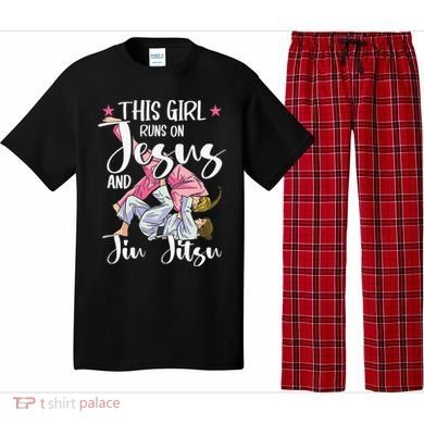This  Runs On Jesus And Jiu Jitsu Gift Pajama Set