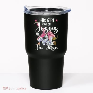 This  Runs On Jesus And Jiu Jitsu Gift Tumbler