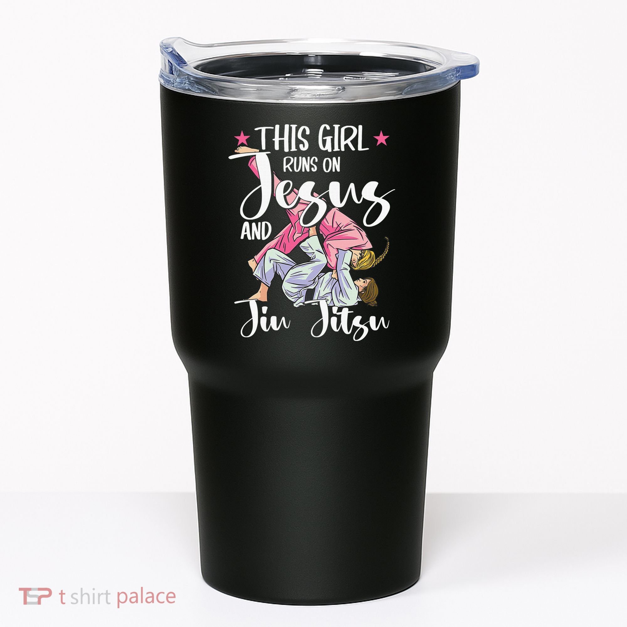 This  Runs On Jesus And Jiu Jitsu Gift Tumbler