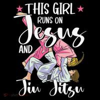 This  Runs On Jesus And Jiu Jitsu Gift Baby Bodysuit thumb 2