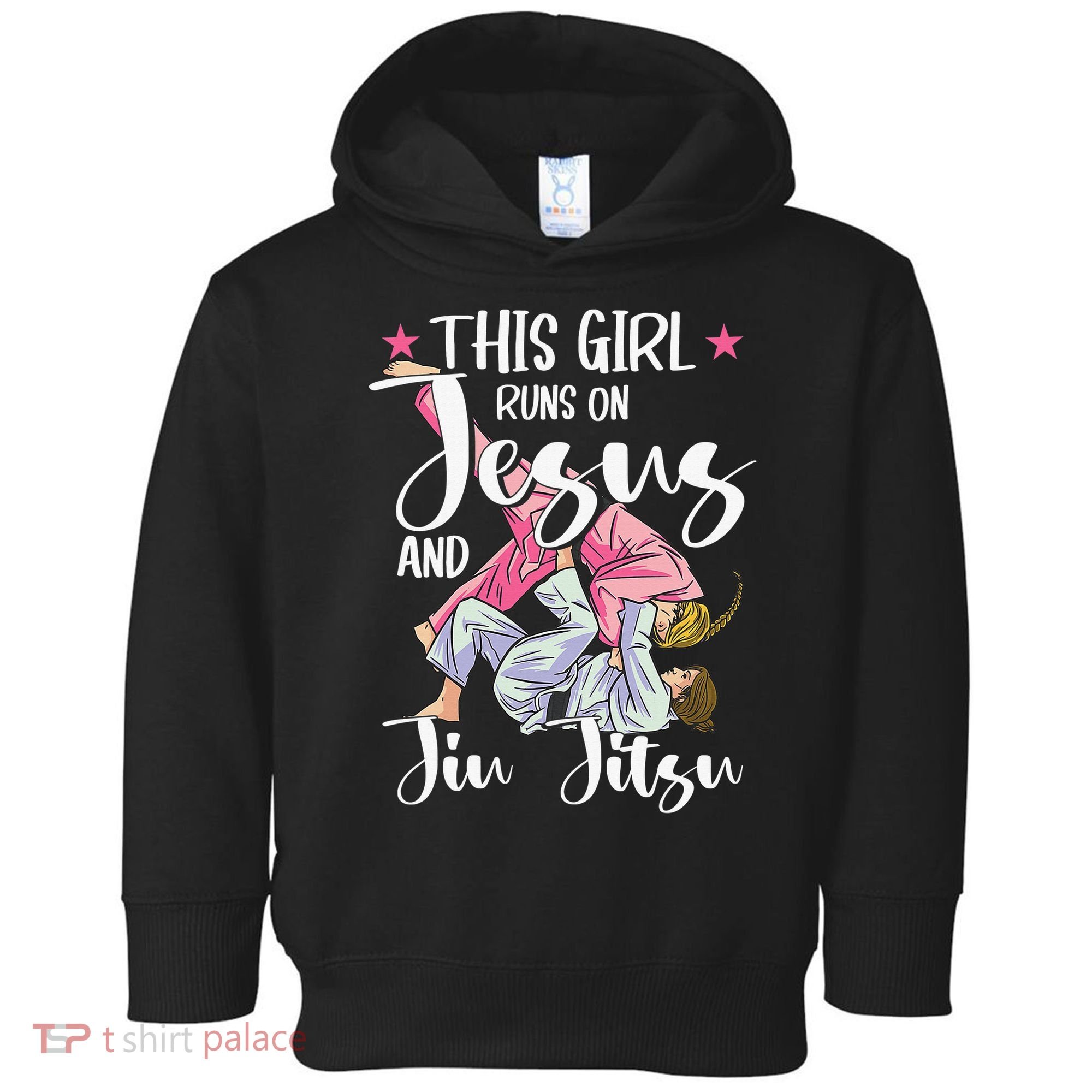 This  Runs On Jesus And Jiu Jitsu Gift Toddler Hoodie