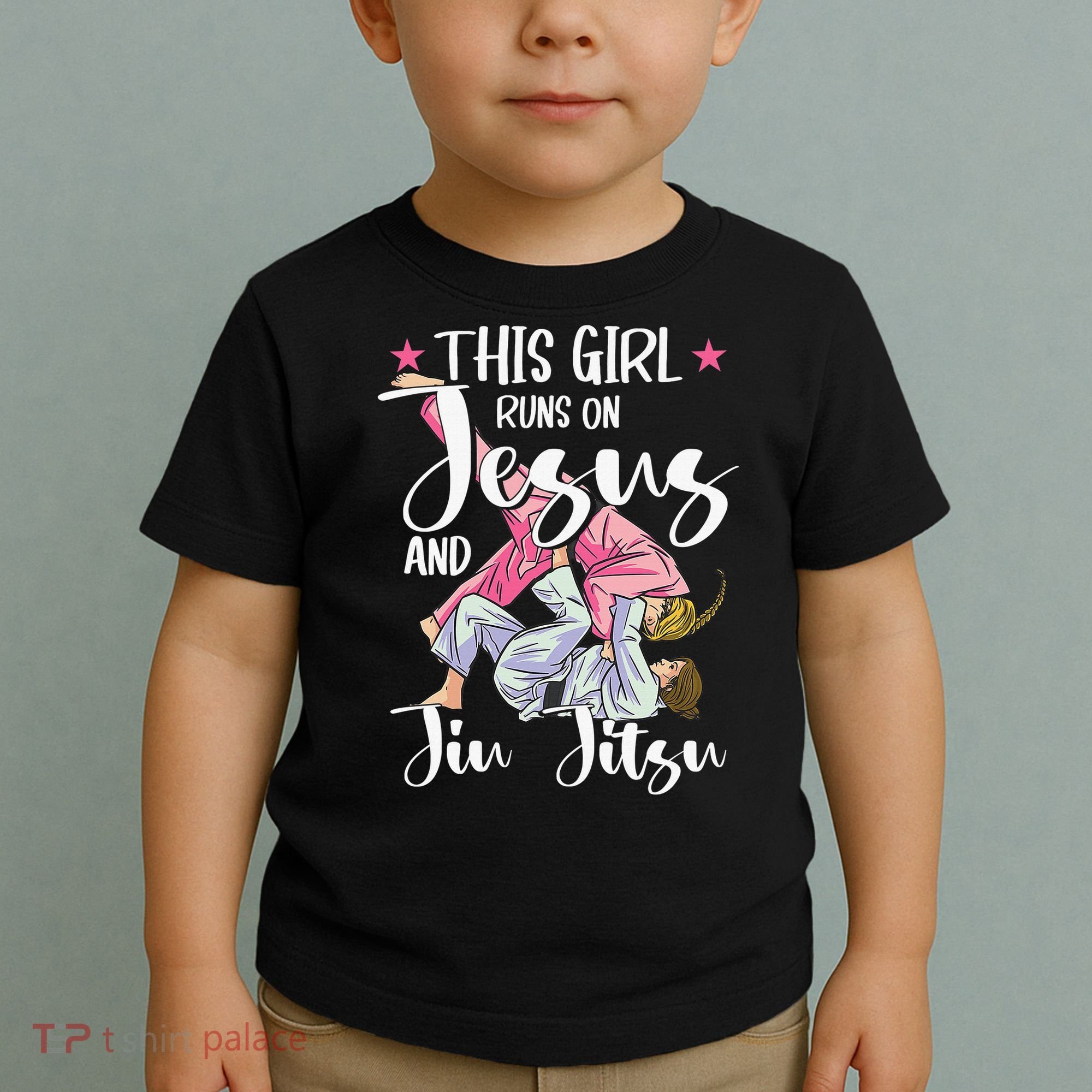 This  Runs On Jesus And Jiu Jitsu Gift Toddler T-Shirt