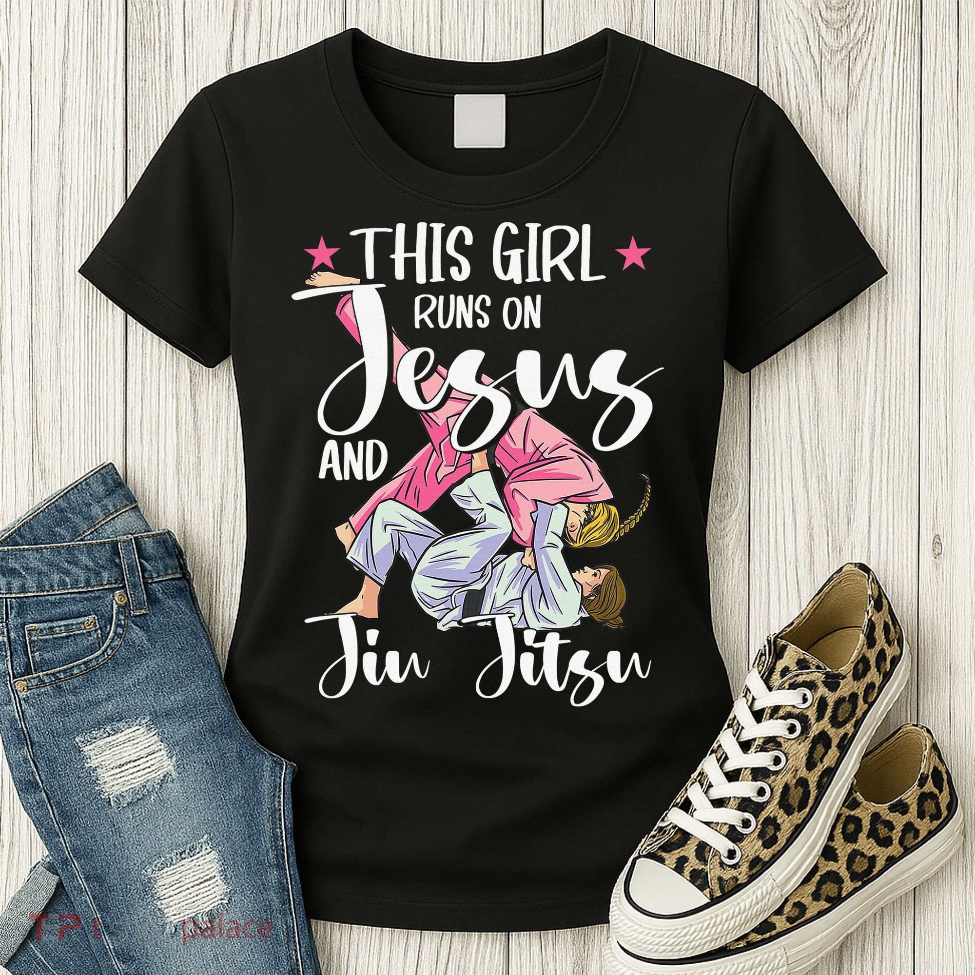 This  Runs On Jesus And Jiu Jitsu Gift Women's T-Shirt