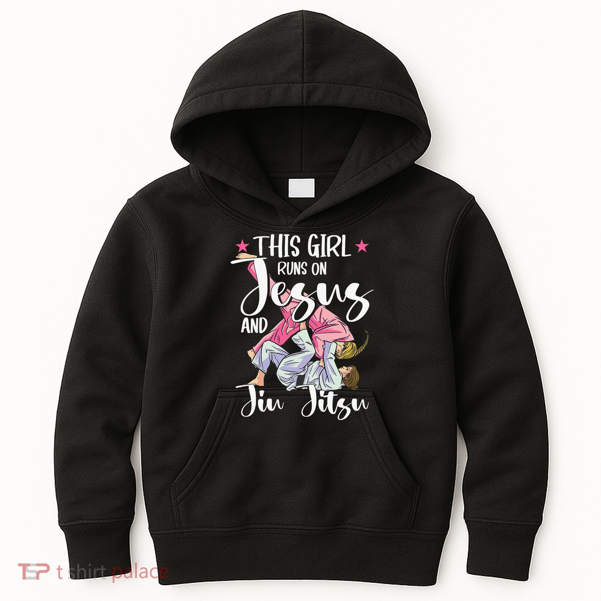 This  Runs On Jesus And Jiu Jitsu Gift Kids Hoodie