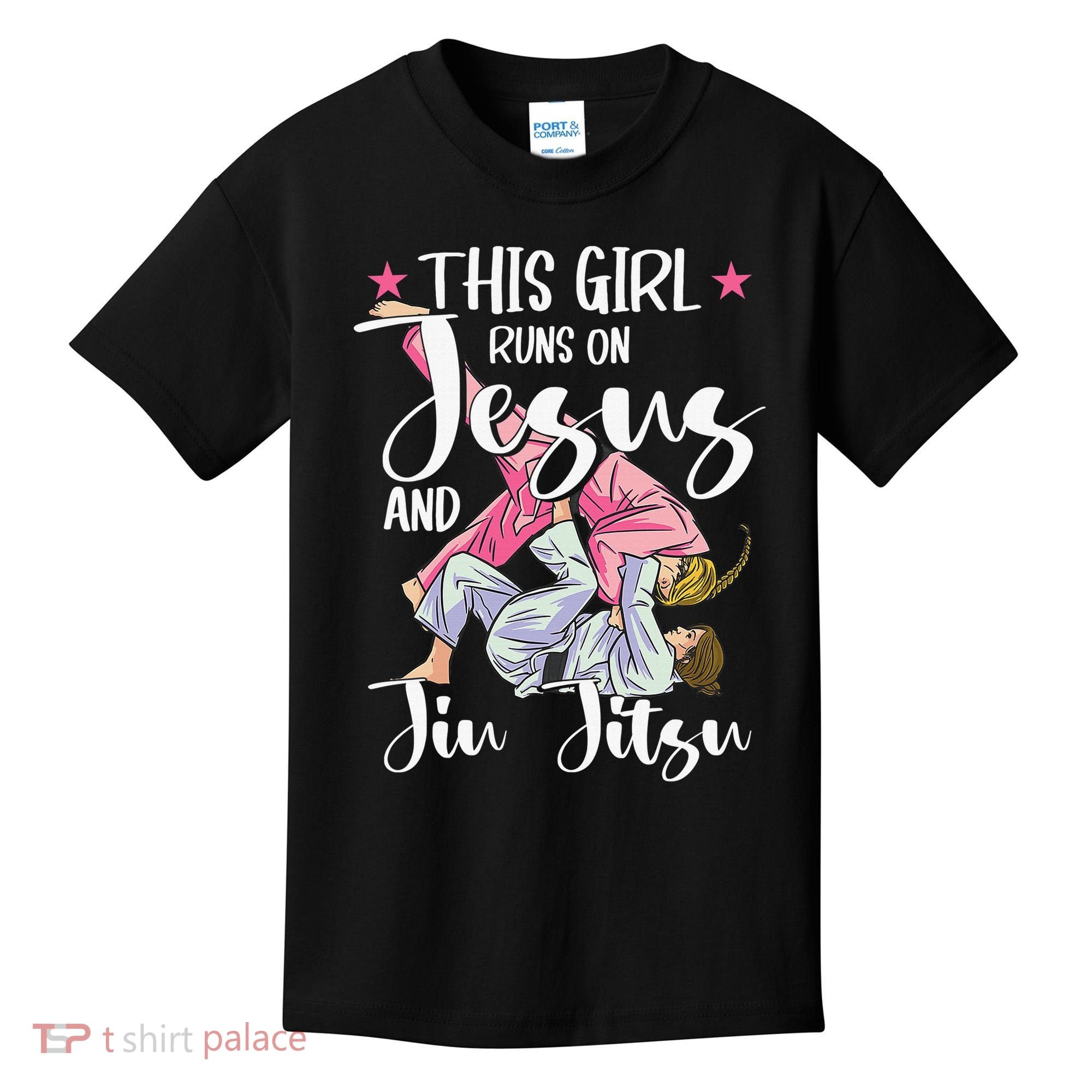 This  Runs On Jesus And Jiu Jitsu Gift Kids T-Shirt