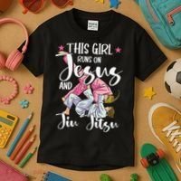 This  Runs On Jesus And Jiu Jitsu Gift Kids T-Shirt thumb 3