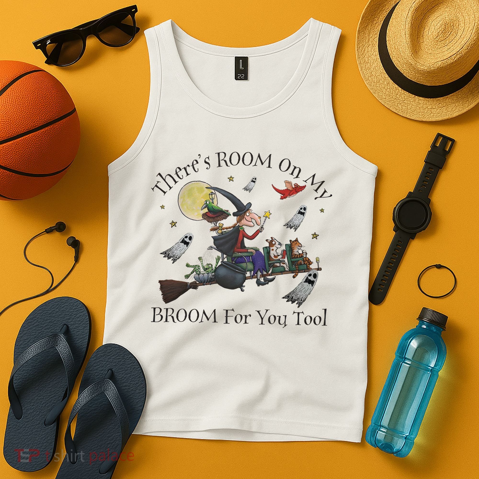 Theres Room On My Broom For You Too Halloween Witch Wizard Tank Top