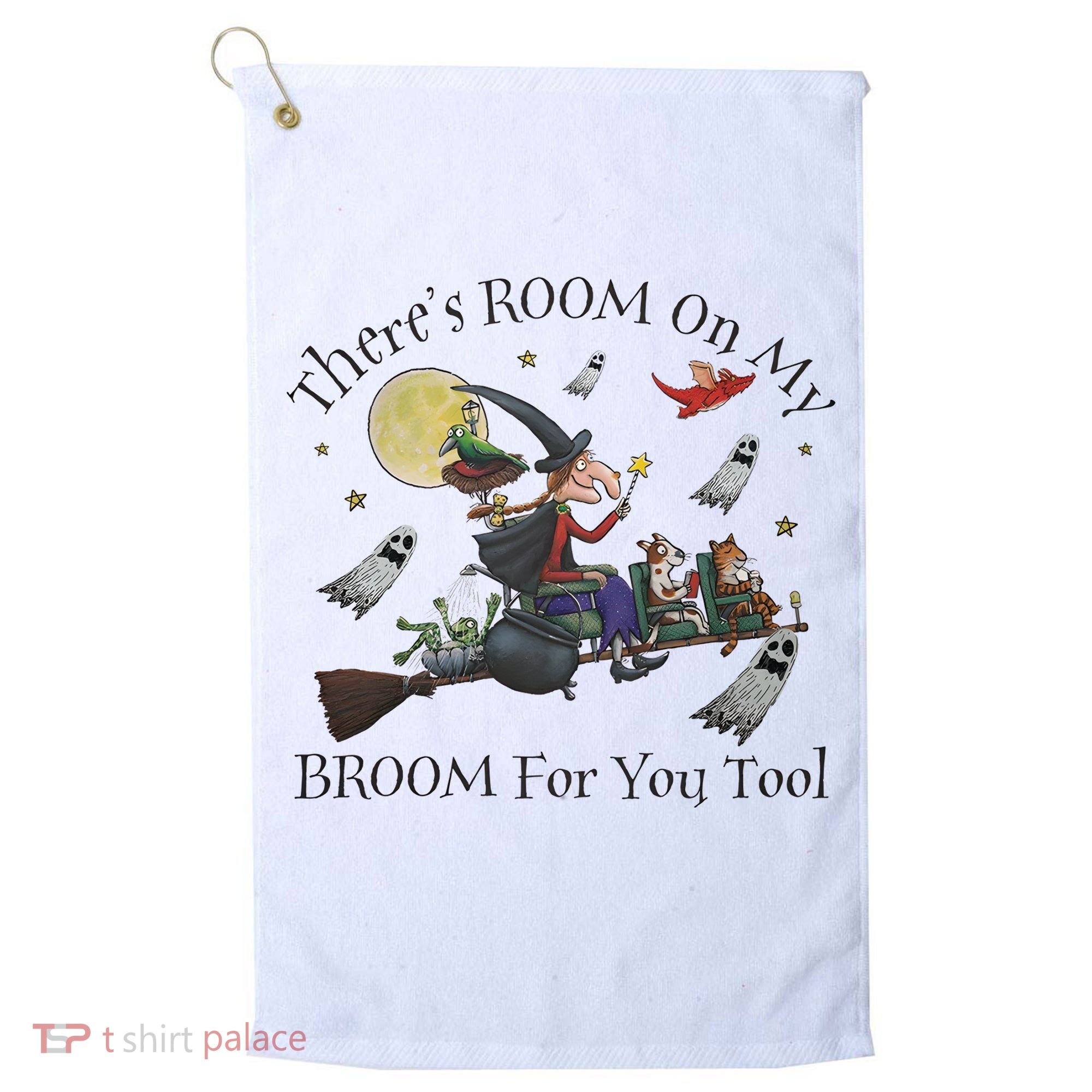Theres Room On My Broom For You Too Halloween Witch Wizard Golf Towel