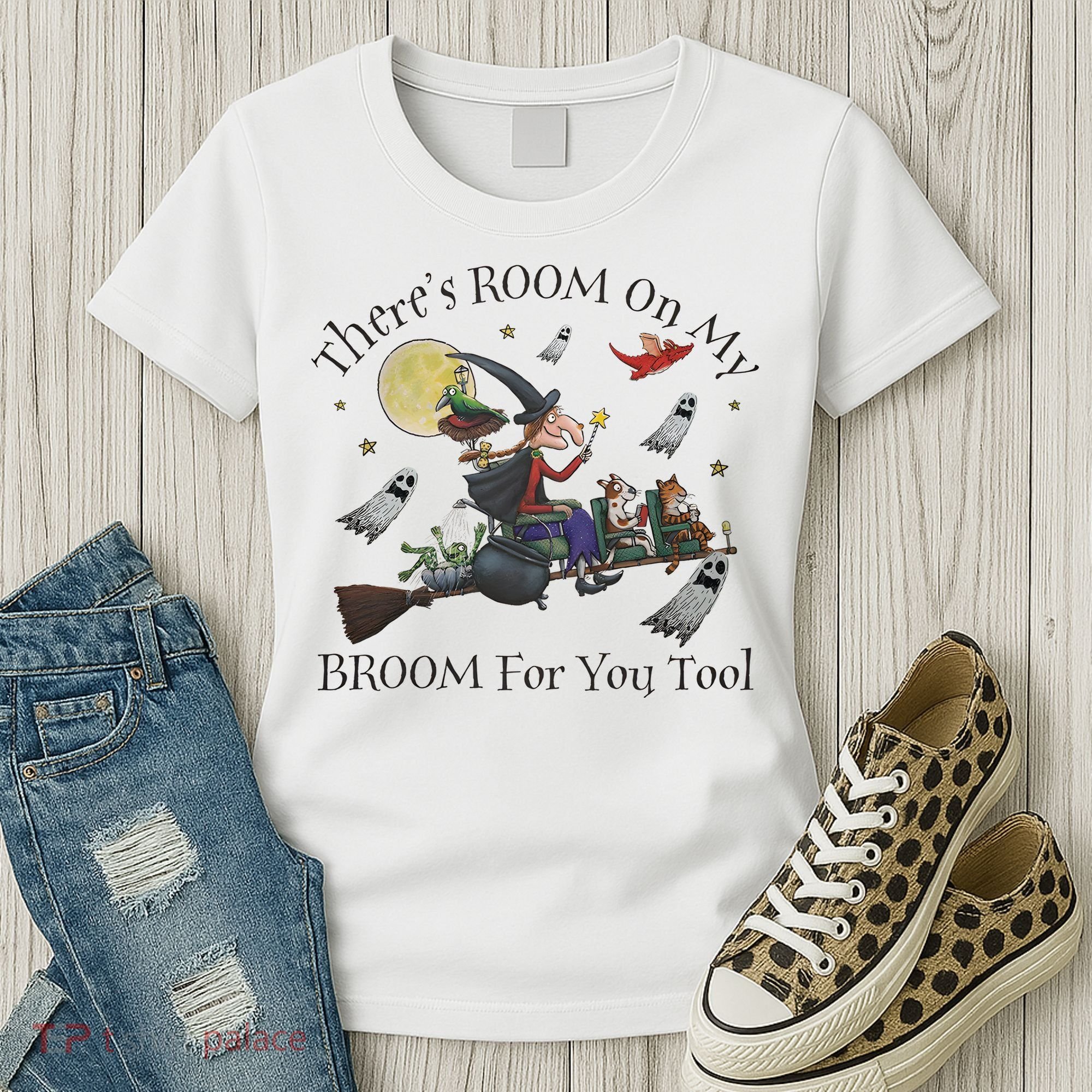 Theres Room On My Broom For You Too Halloween Witch Wizard Women's T-Shirt