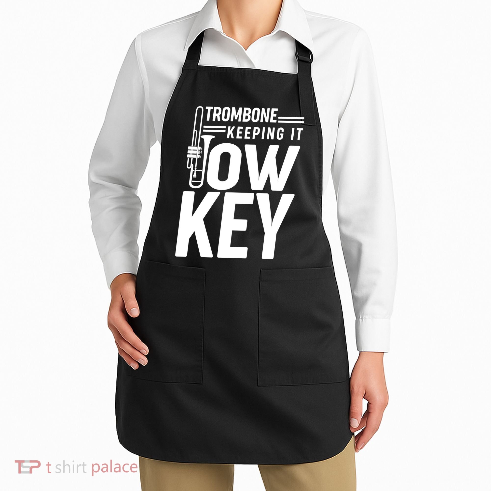 Trombone Keeping It Low Key Apron