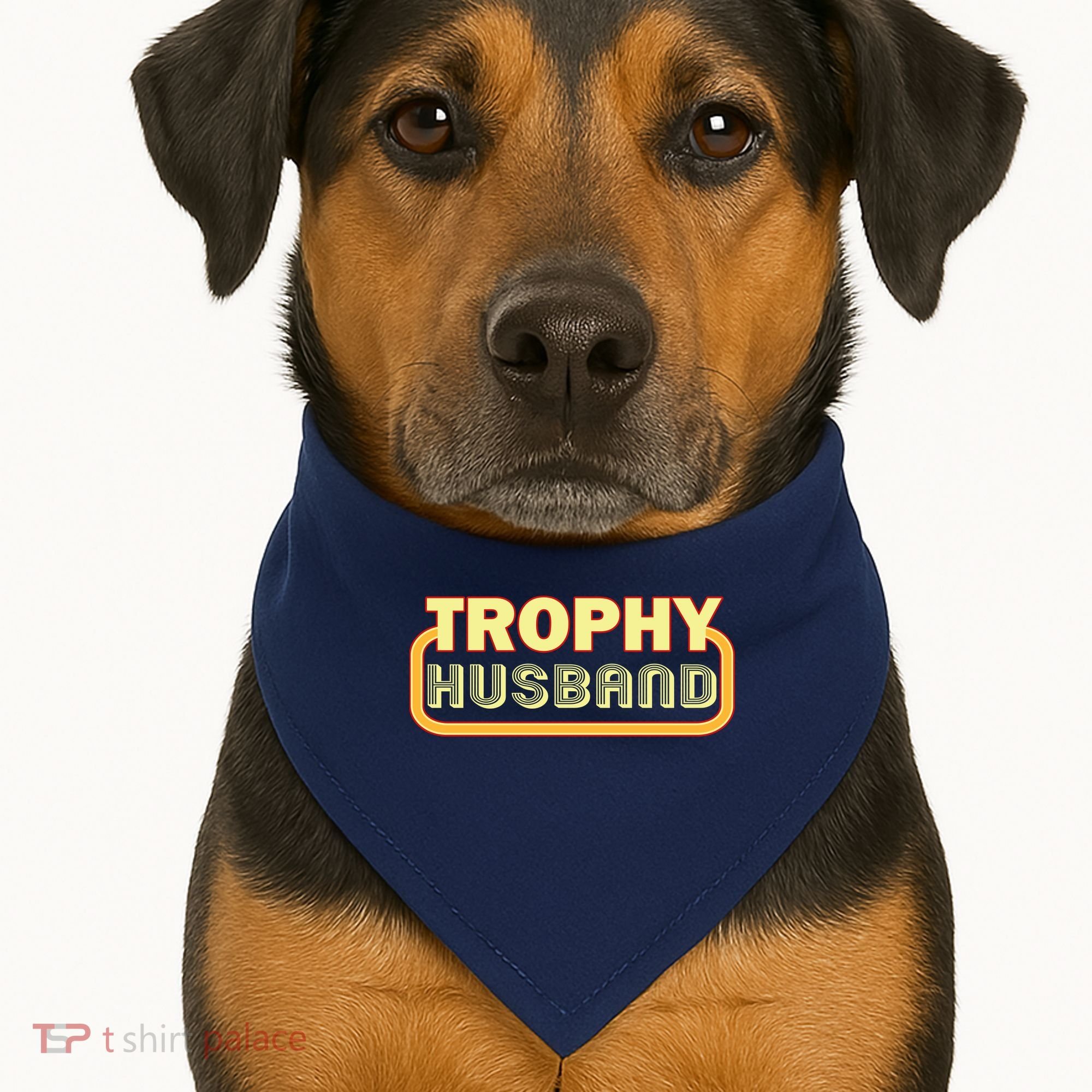 Trophy Husband Funny Retro USA-Made Doggie Bandana