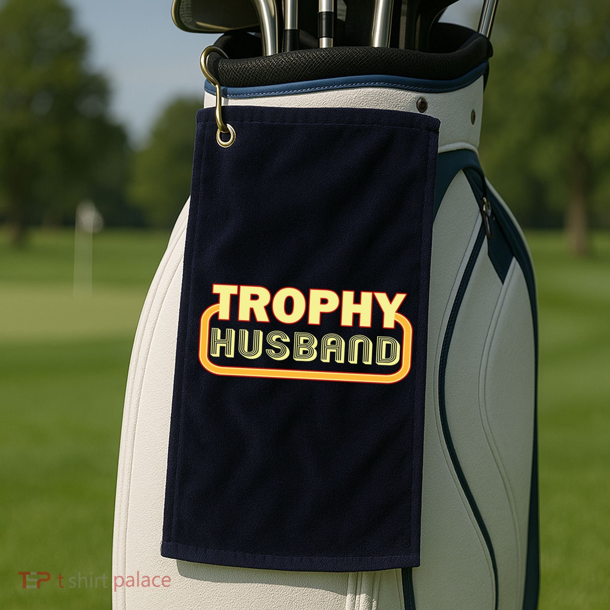 Trophy Husband Funny Retro Golf Towel