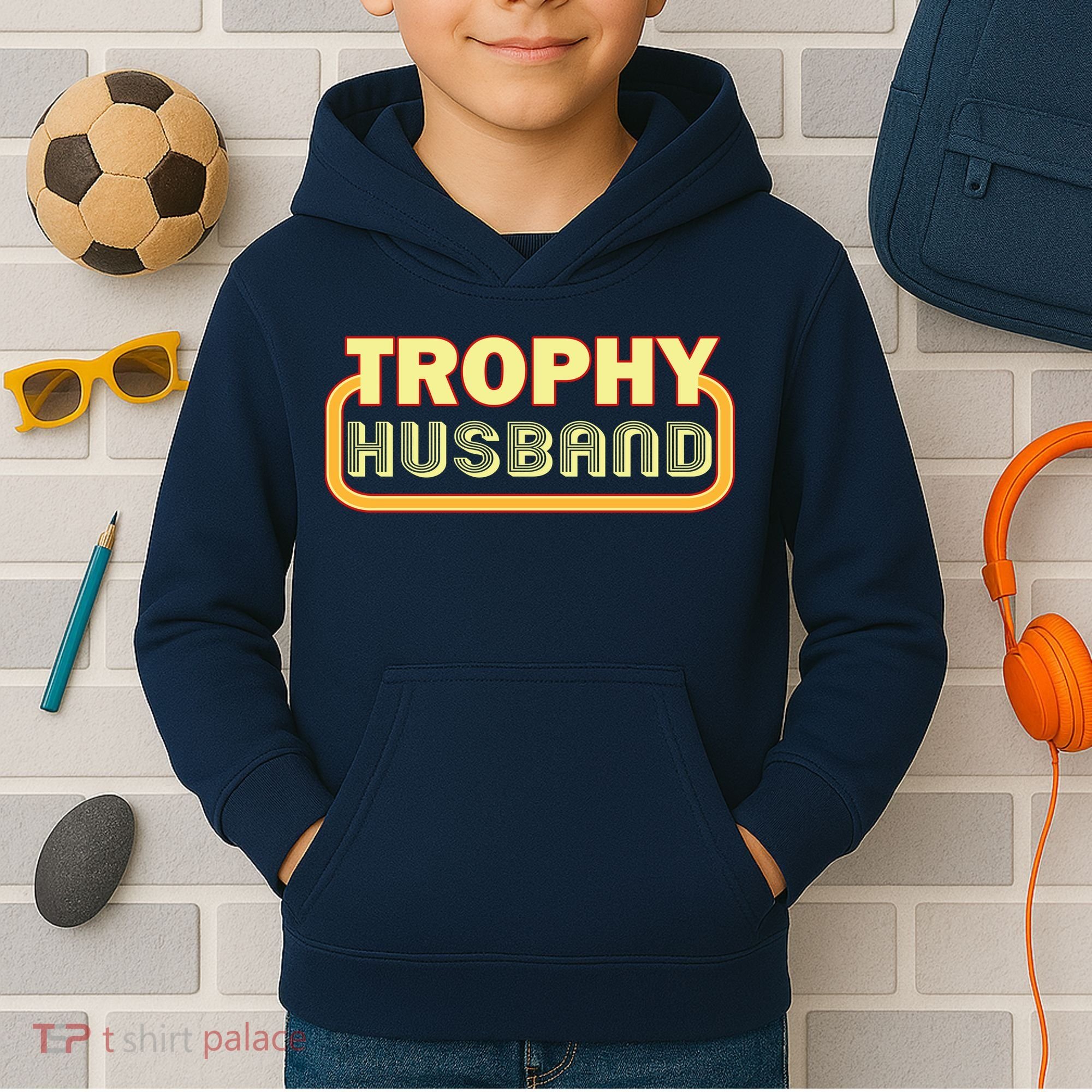 Trophy Husband Funny Retro Kids Hoodie