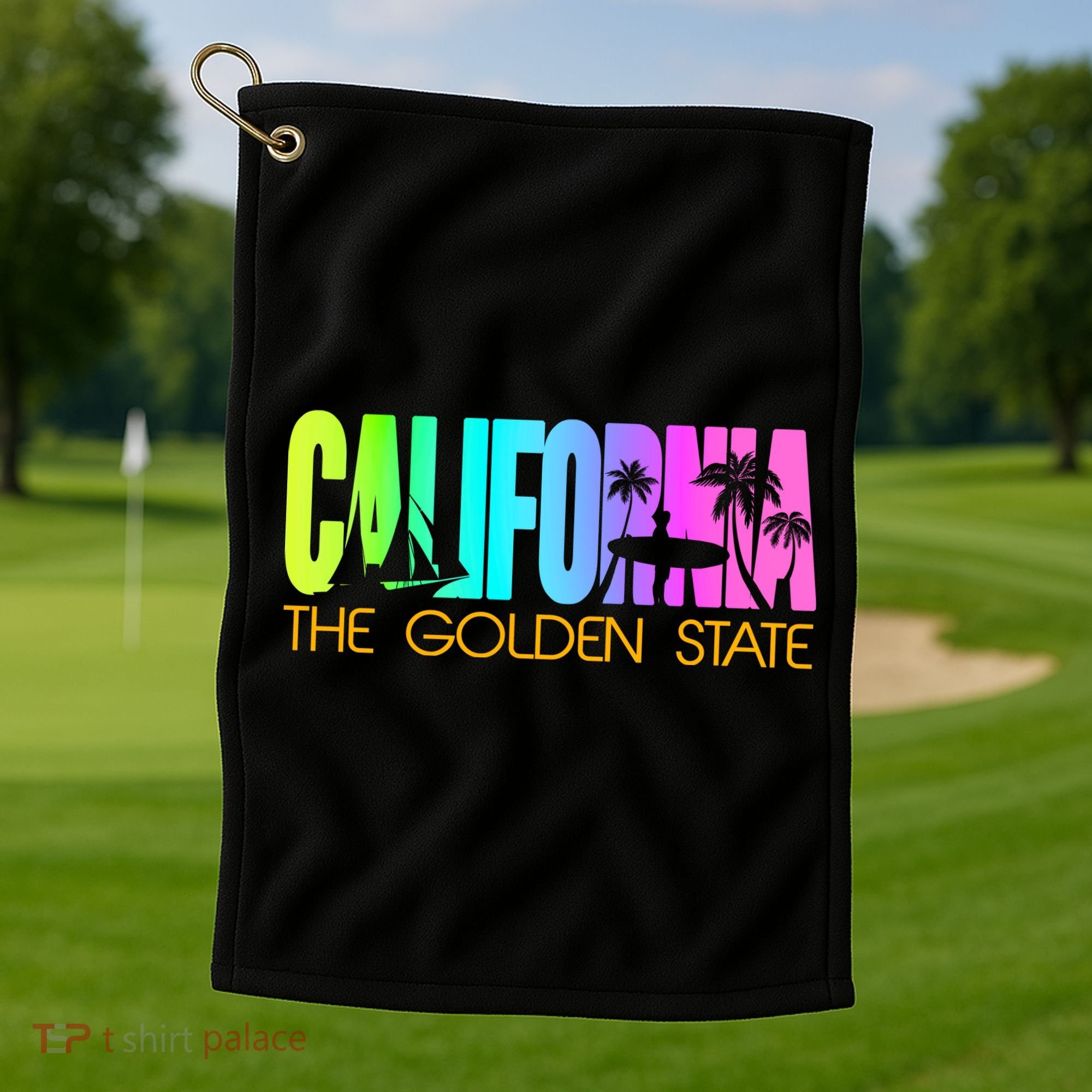 Tropical California The Golden State Golf Towel