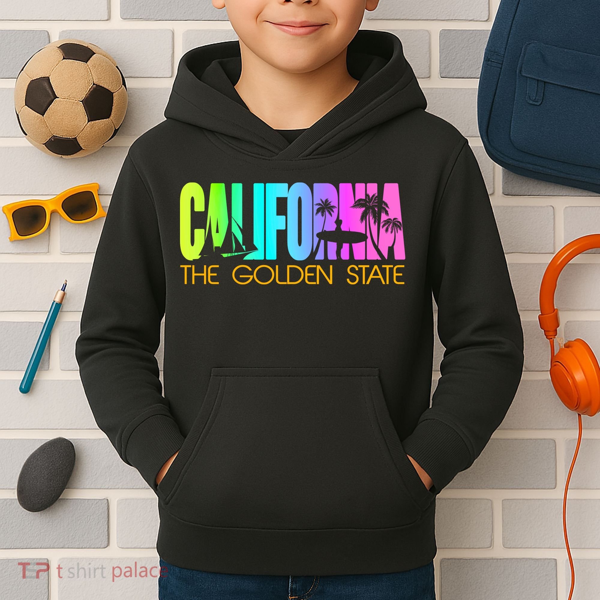Tropical California The Golden State Kids Hoodie