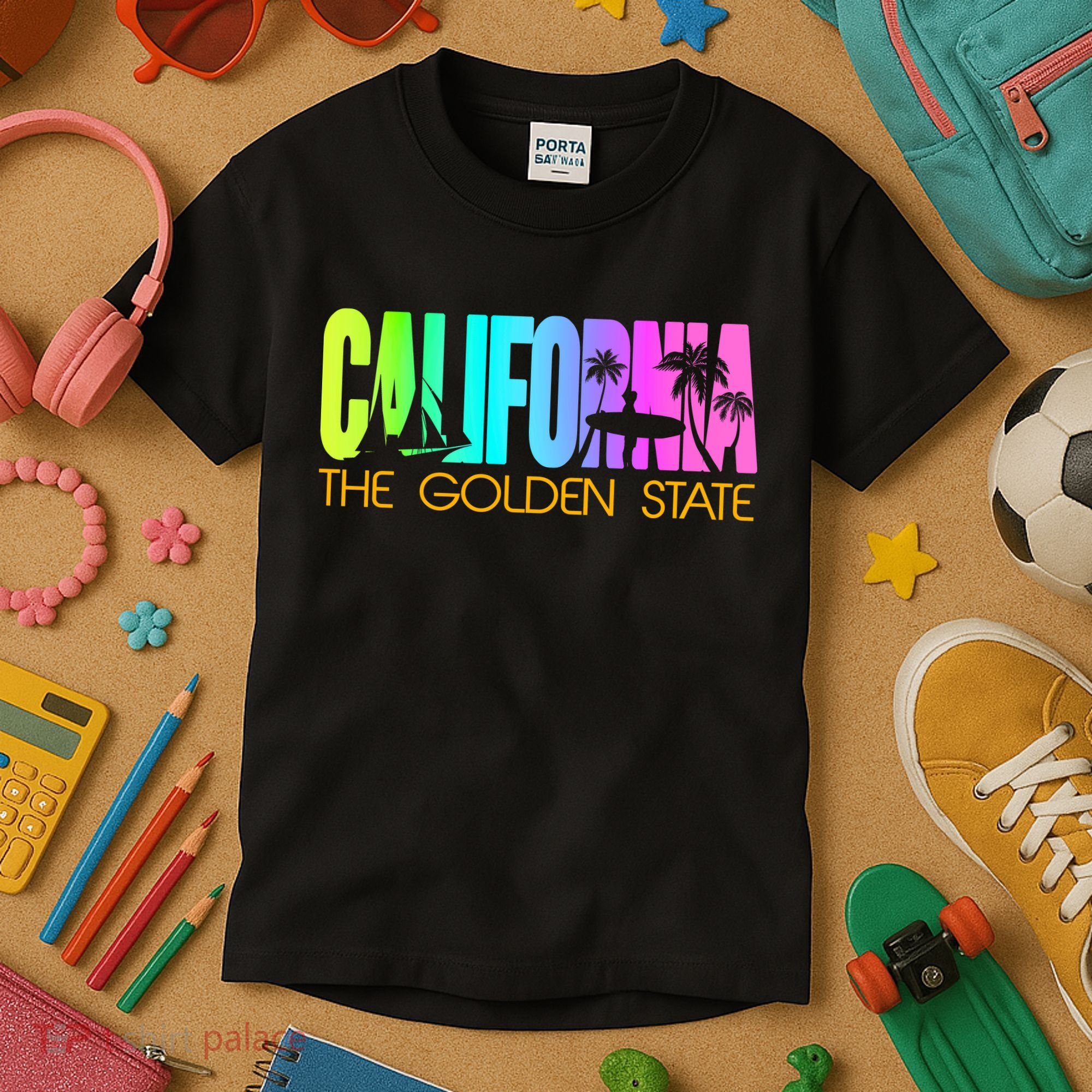 Tropical California The Golden State Kids T-Shirt