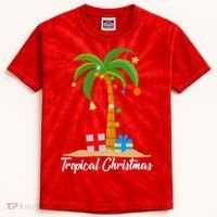 Tropical Christmas Kids Tie-Dye T-Shirt thumb 0