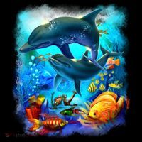Tropical Fish Dolphins Portrait Bucket Hat thumb 4