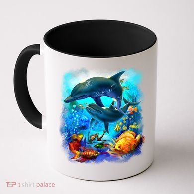 Tropical Fish Dolphins Portrait Coffee Mug